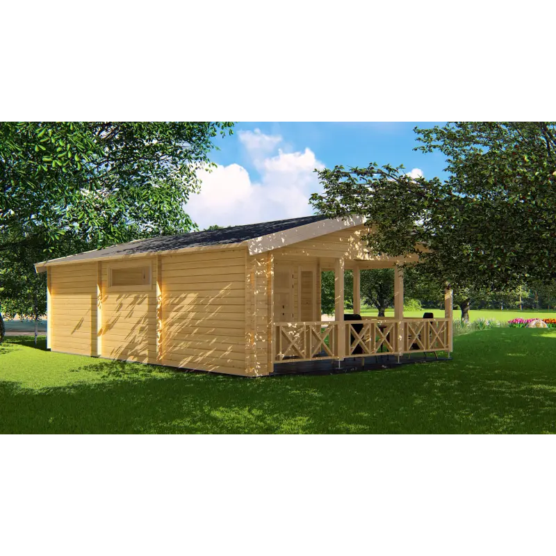 Casa de madera moderna WANDA 8.5x6, 68mm, parte trasera