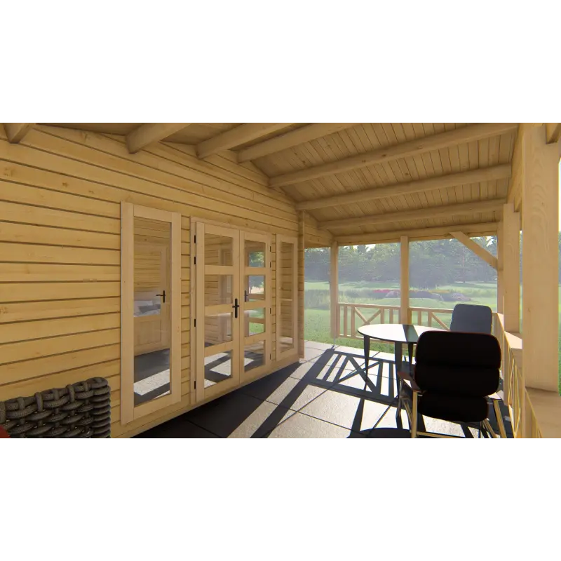 Casa de madera moderna WANDA 8.5x6, 68mm, porche
