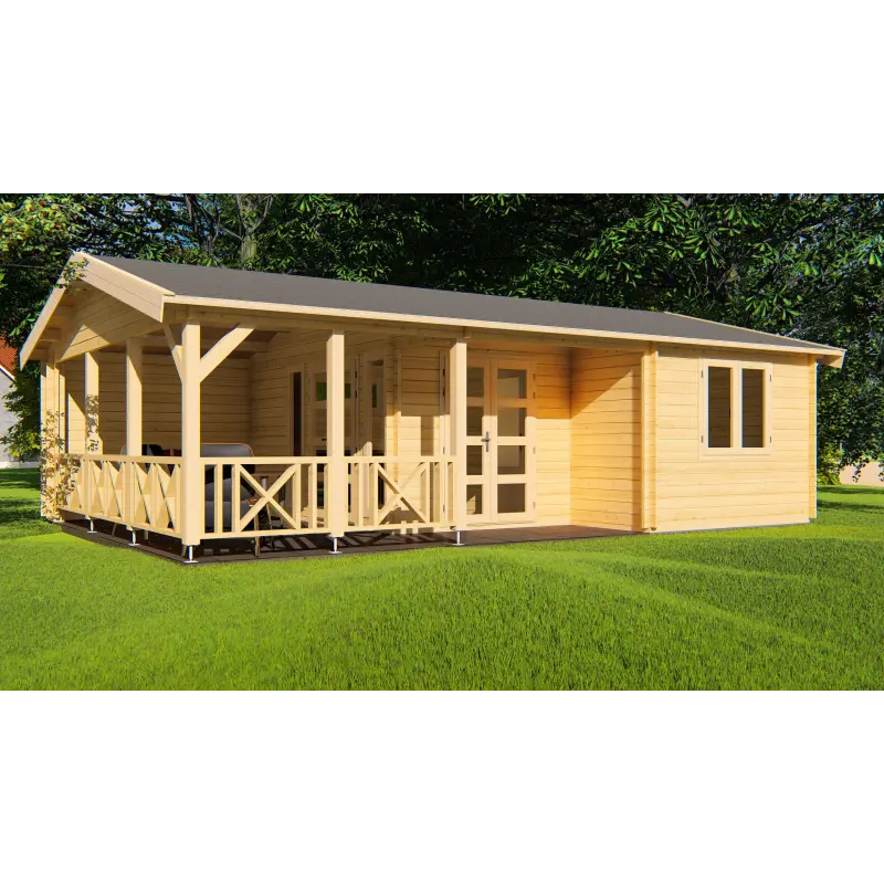 Casa de madera moderna WANDA 8.5x6, 68mm, vista frontal
