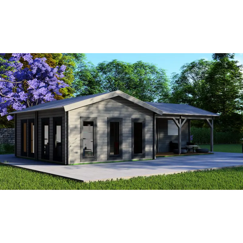 Casa de madera moderna VENERE 11x6, 68mm, lado izquierdo