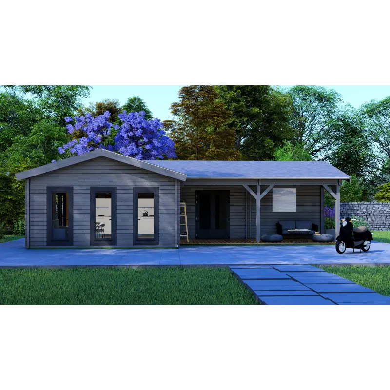 Casa de madera moderna VENERE 11x6, 68mm, vista frontal