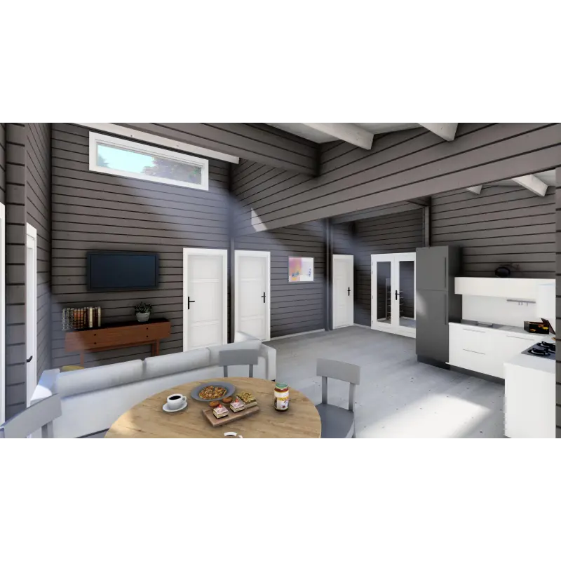 Casa de madera DILETTA 9x8, 68mm, interior cocina