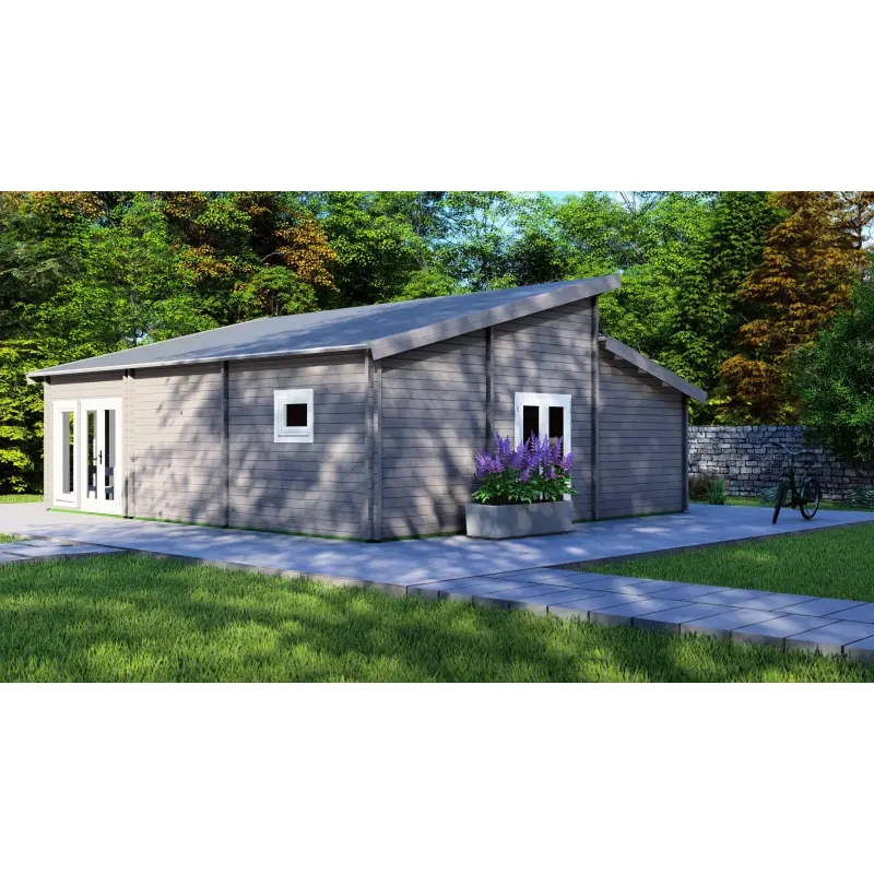 Casa de madera DILETTA 9x8, 68mm, lado derecho