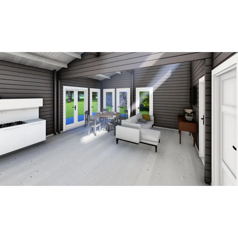 Casa de madera DILETTA 9x8, 68mm, interior open space