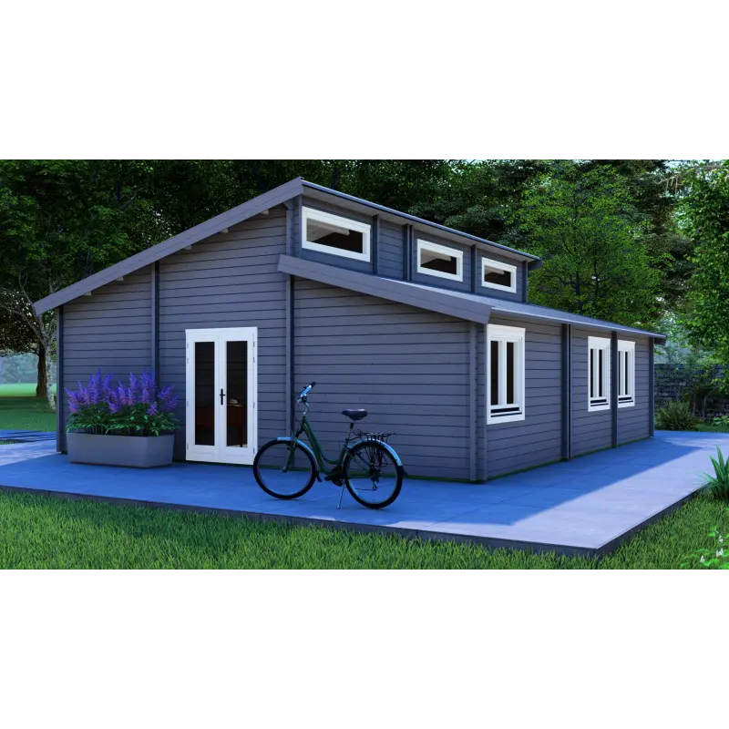 Casa de madera DILETTA 9x8, 68mm, parte trasera