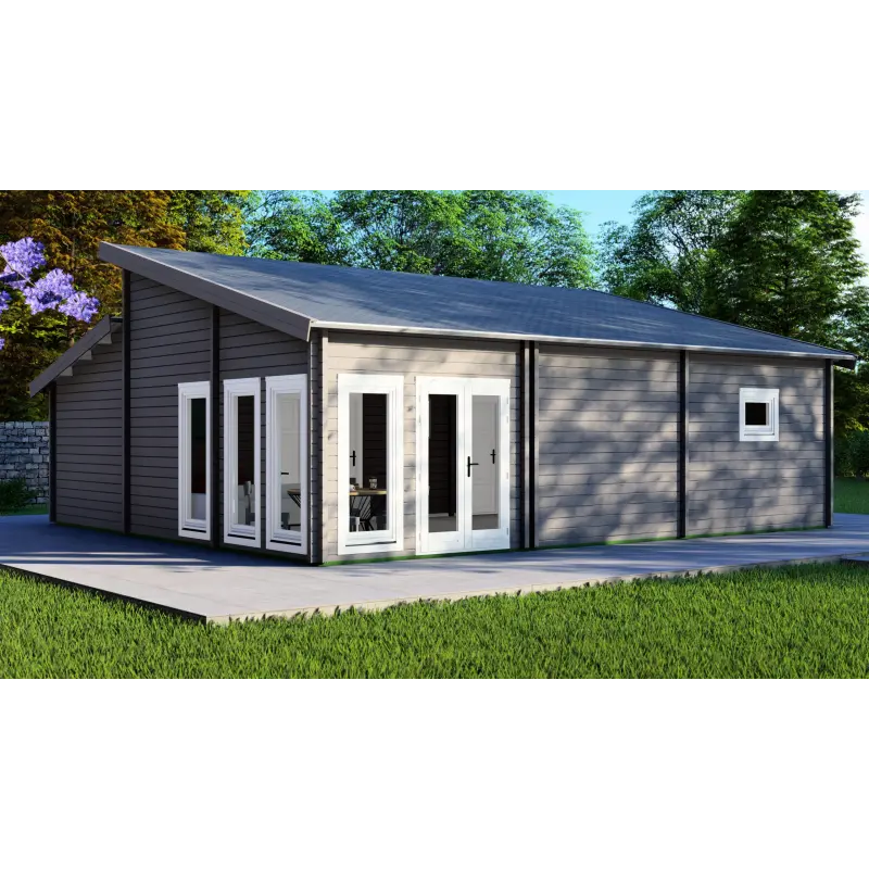 Casa de madera DILETTA 9x8, 68mm, frente lado izquierdo