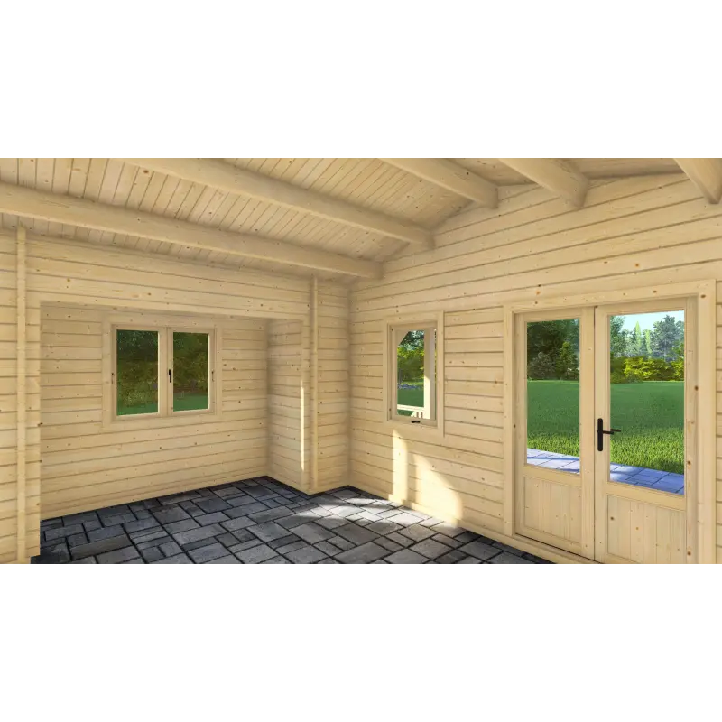 Cabaña de madera ALESSIA 6.5x5.5, 44mm, interior