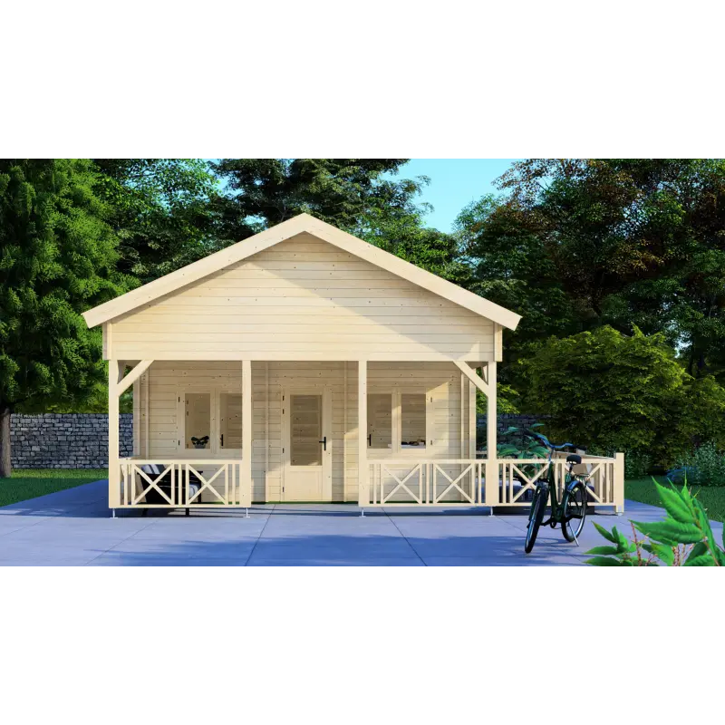 Casa aislada VANESSA 8x6, 44/100/44mm, vista frontal