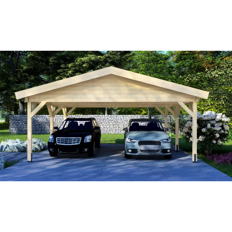 Pérgola para coches 6x6, vista frontal