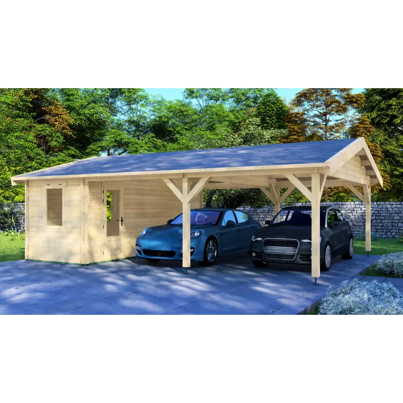 Pérgola de madera doble 8x6, 44mm, frente lado derecho