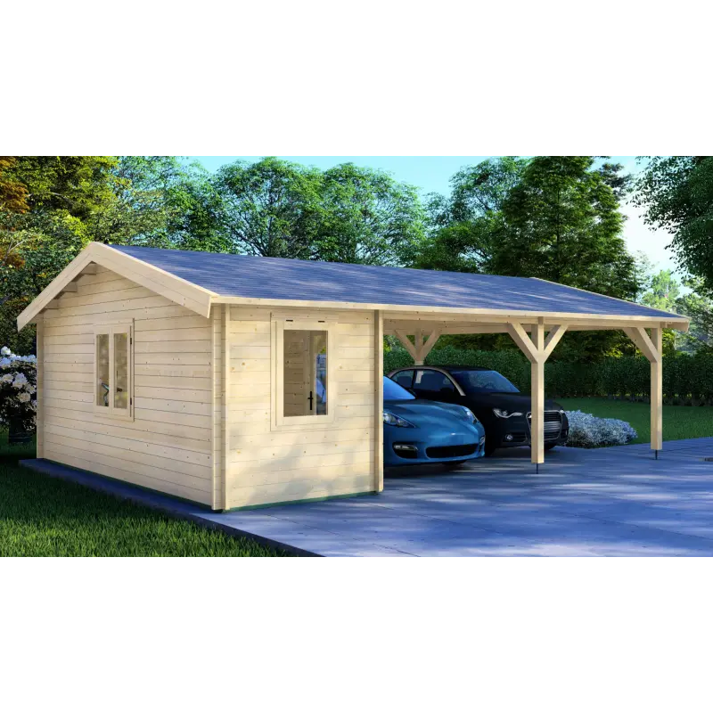 Pérgola de madera doble 8x6, 44mm, lado izquierdo