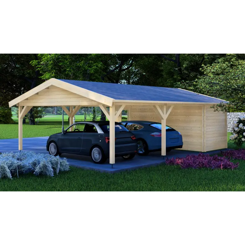 Pérgola de madera doble 8x6, 44mm, parte trasera