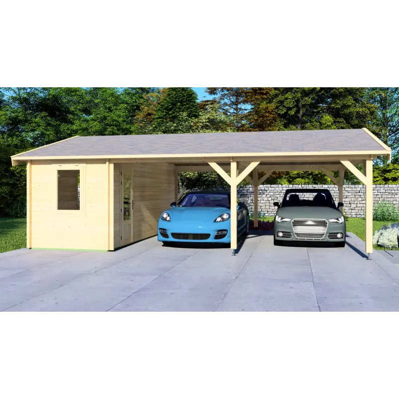 Pérgola de madera doble 8x6, 44mm, vista frontal
