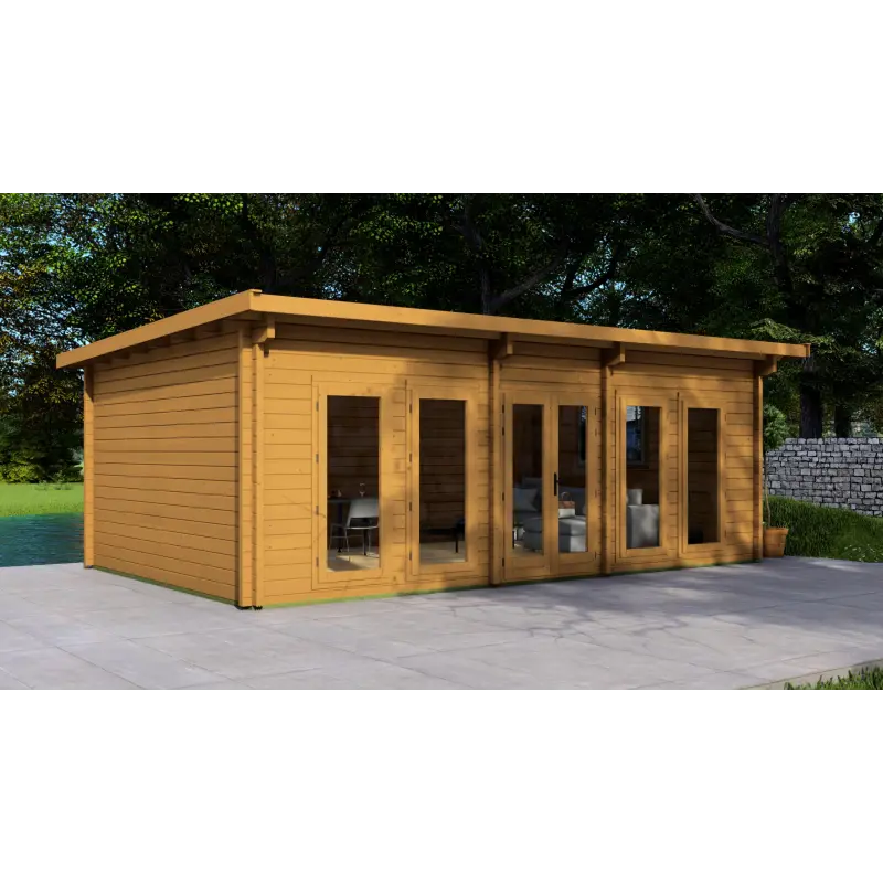Casa de madera para jardín HOPE 7x4.5, 68mm, lado izquierdo