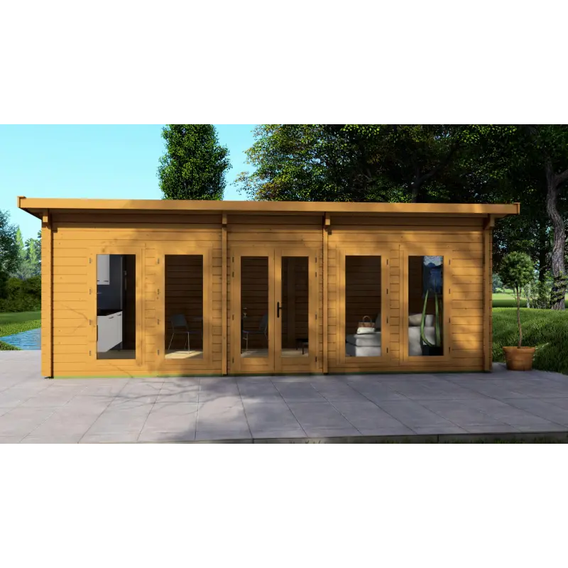 Casa de madera para jardín HOPE 7x4.5, 68mm, vista frontal