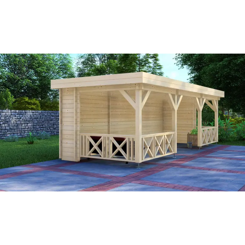 Pérgola de madera 7.5x3, 44mm, lado izquierdo