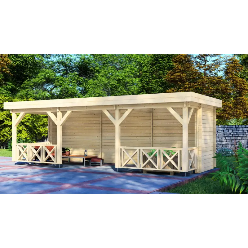 Pérgola de madera 7.5x3, 44mm, frente lado derecho