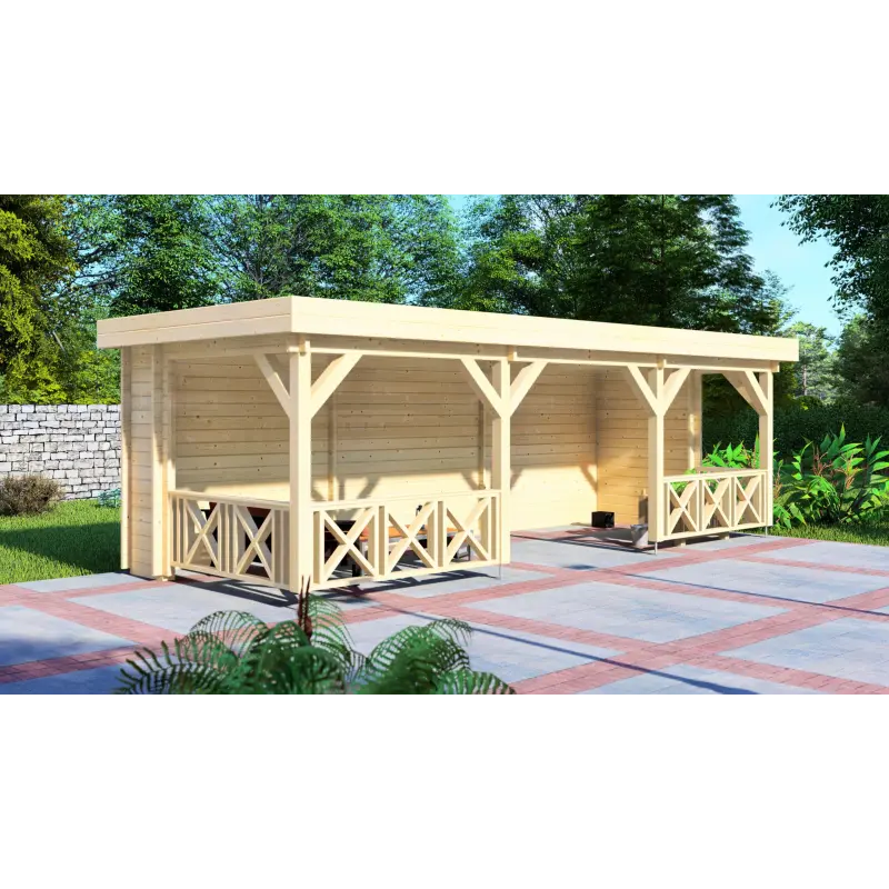 Pérgola de madera 7.5x3, 44mm, vista frontal