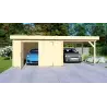 Garaje de madera con cobertizo 7x6, 44mm, vista frontal