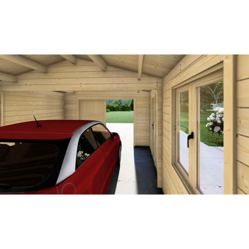 Garaje de madera 6x4, 44mm, interior
