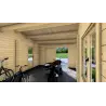 Garaje de madera con pérgola doble 9.5x6, 44mm, interior