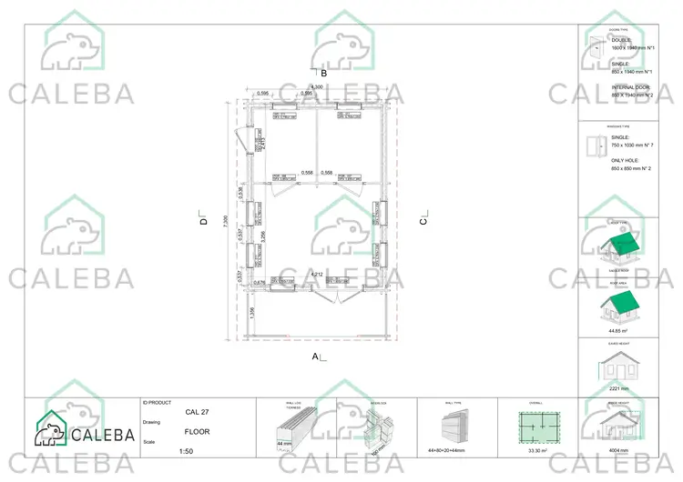 Casa aislada con altillo y terraza GAIA 33.30 m², planimetría primera planta