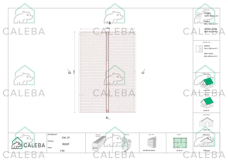 Casa aislada con altillo y terraza GAIA 33.30 m², planta de cubierta