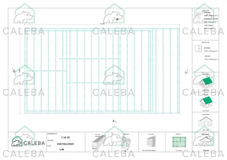 Casa de madera prefabricada FIRENZE 116 m², plano de cimentación