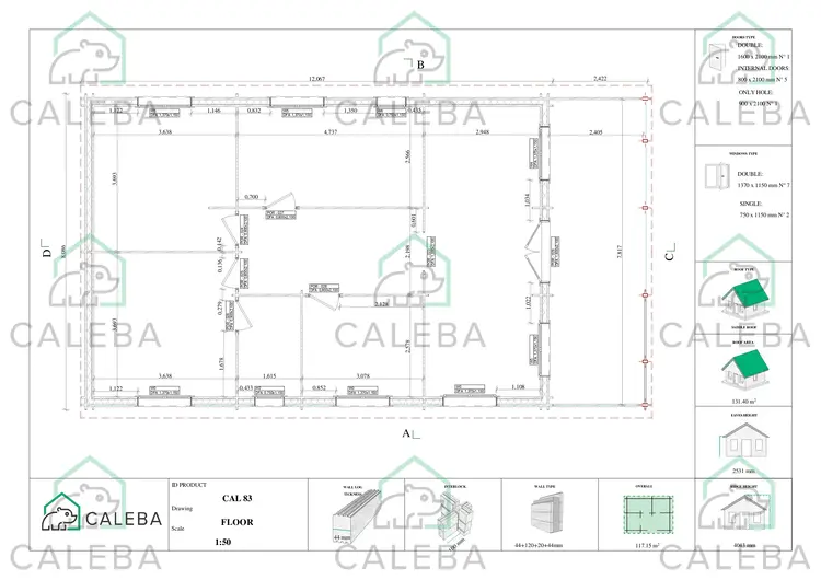 Casa de madera prefabricada FIRENZE 116 m², planimetría
