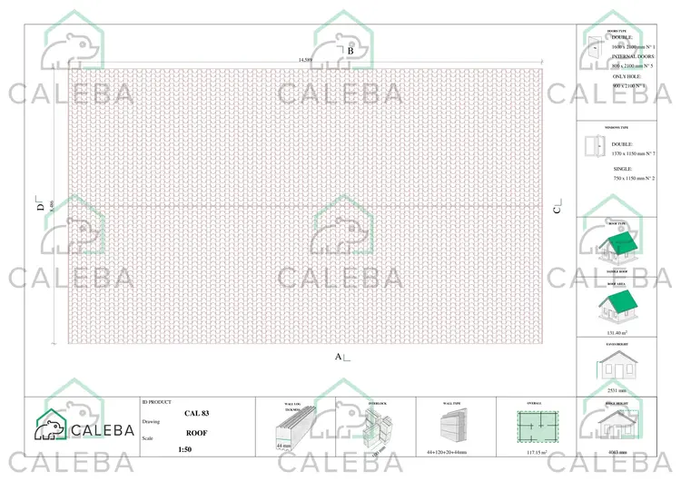 Casa de madera prefabricada FIRENZE 116 m², planta de cubierta