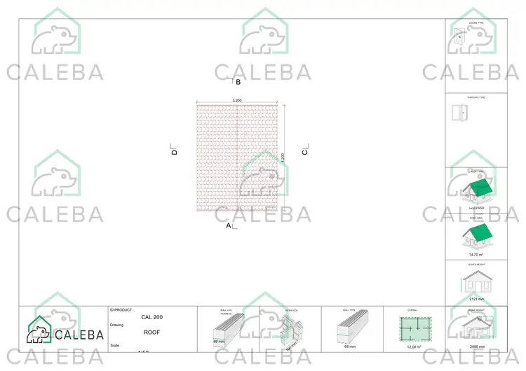 Gazebo de madera STELLA 12 m², planta de cubierta