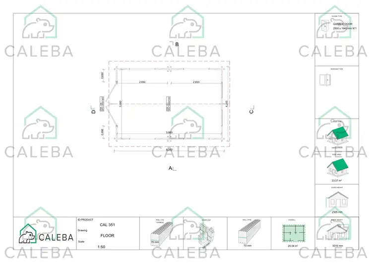 Garaje de madera ventilado 25 m², planimetría