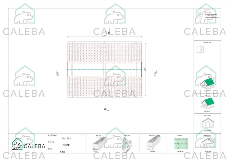 Garaje de madera ventilado 25 m², planta de cubierta