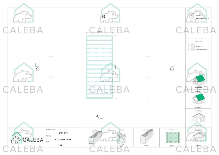 Cochera doble con trastero 58 m², plano de cimentación