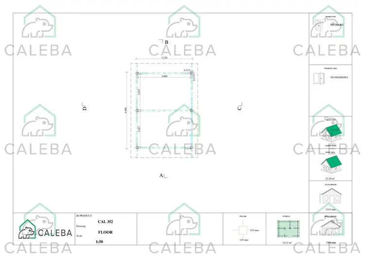 Cochera de madera 14 m², planimetría