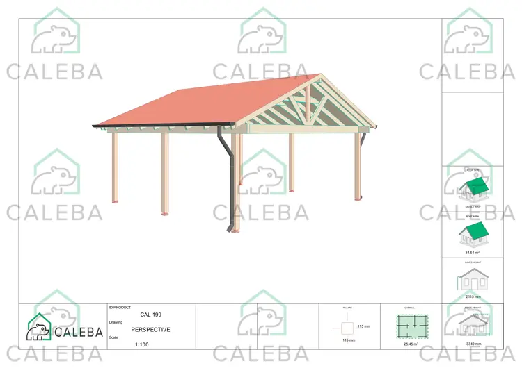Cochera de madera 25 m², lados A/D