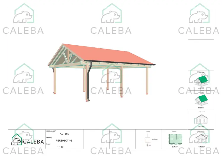 Cochera de madera 25 m², lados A/C