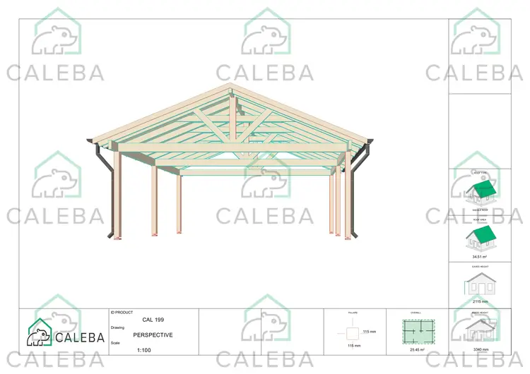 Cochera de madera 25 m², lado B