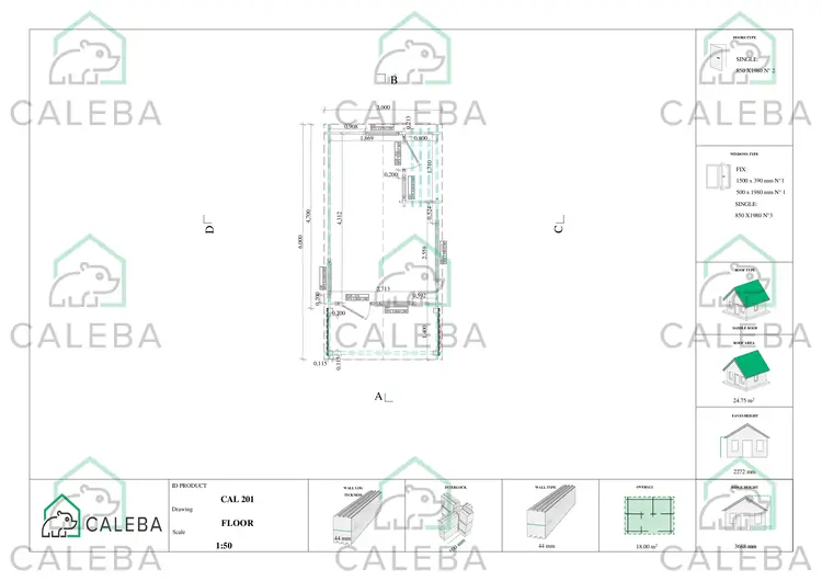Casita de madera NINA 18 m², planimetría