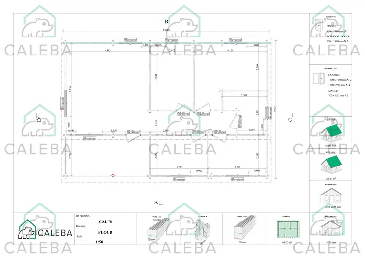 Casa de madera ROSALIA 95 m², planimetría