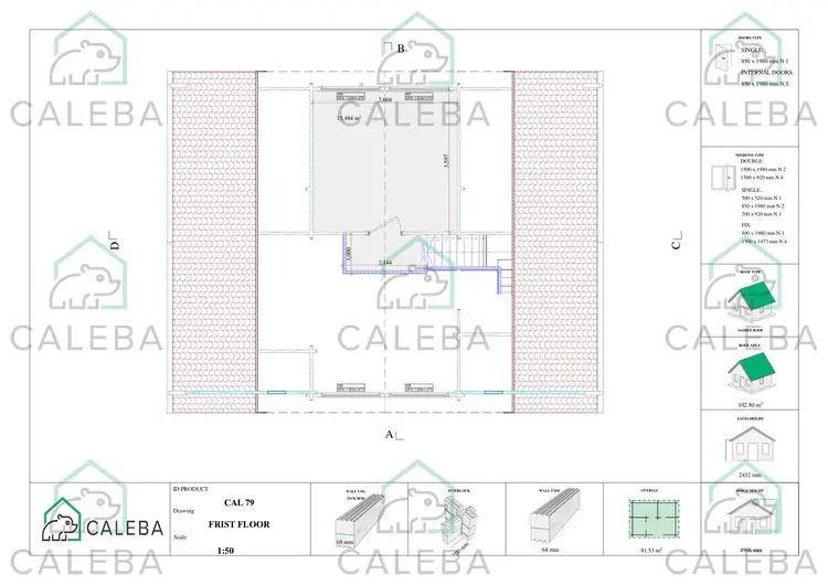 Cabaña de madera ASPEN 80 m², planimetría segunda planta
