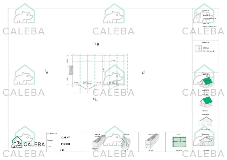 Cobertizo de madera ALLEGRA 15 m², planimetría