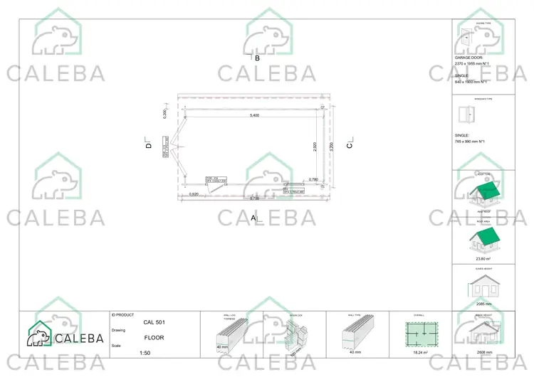 Garaje de madera 18 m², planímetria
