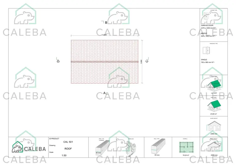 Garaje de madera 18 m², planta de cubierta