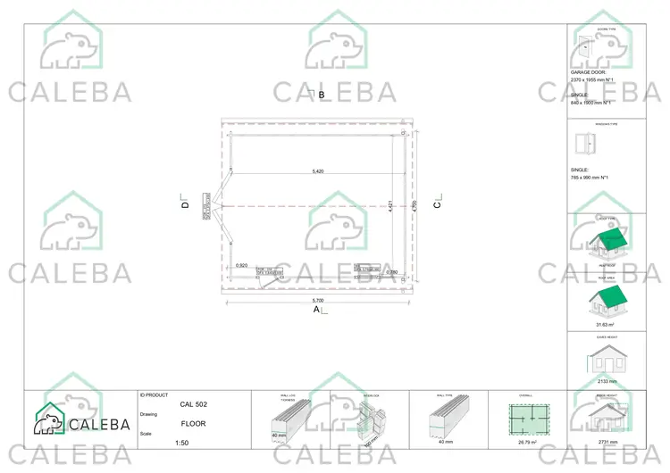 Garaje en madera 25 m², planimetría