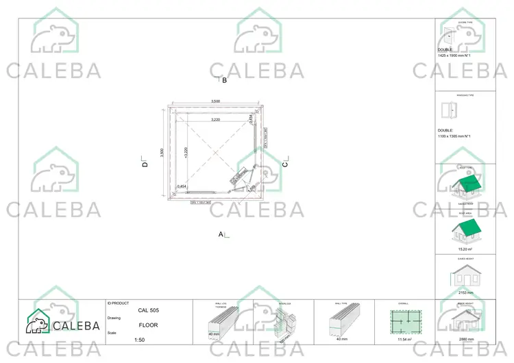 Casita de madera KARIN 12 m², planimetría
