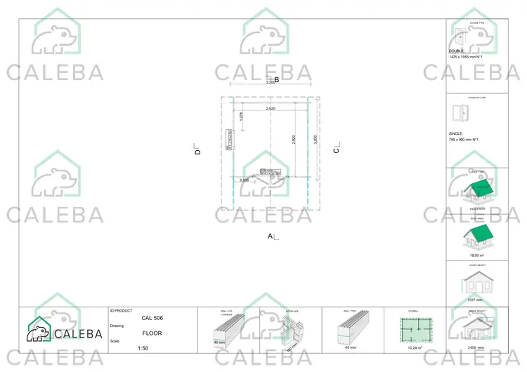 Cobertizo de madera SALLY 10 m², planimetría