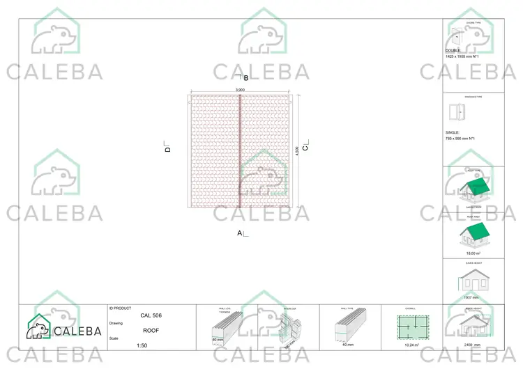 Cobertizo de madera SALLY 10 m², planta de cubierta