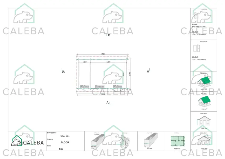 Casita de madera ALEXIA 14 m², planimetría