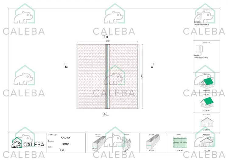 Caseta de jardín MARTA 25 m², planta de cubierta